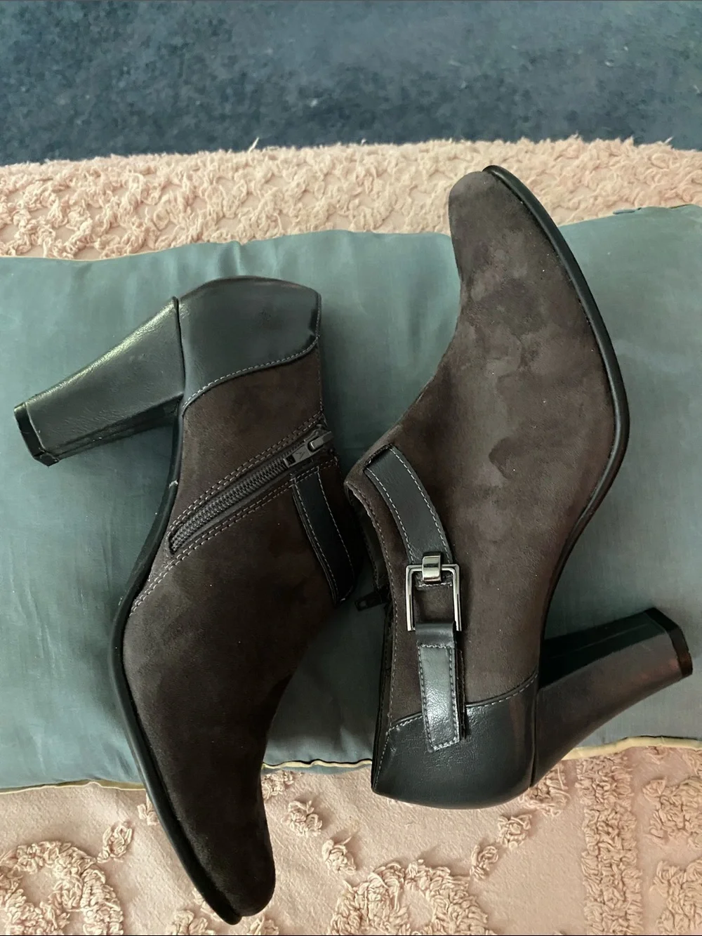 AEROSOLES Dark Brown Suede Ankle Booties
